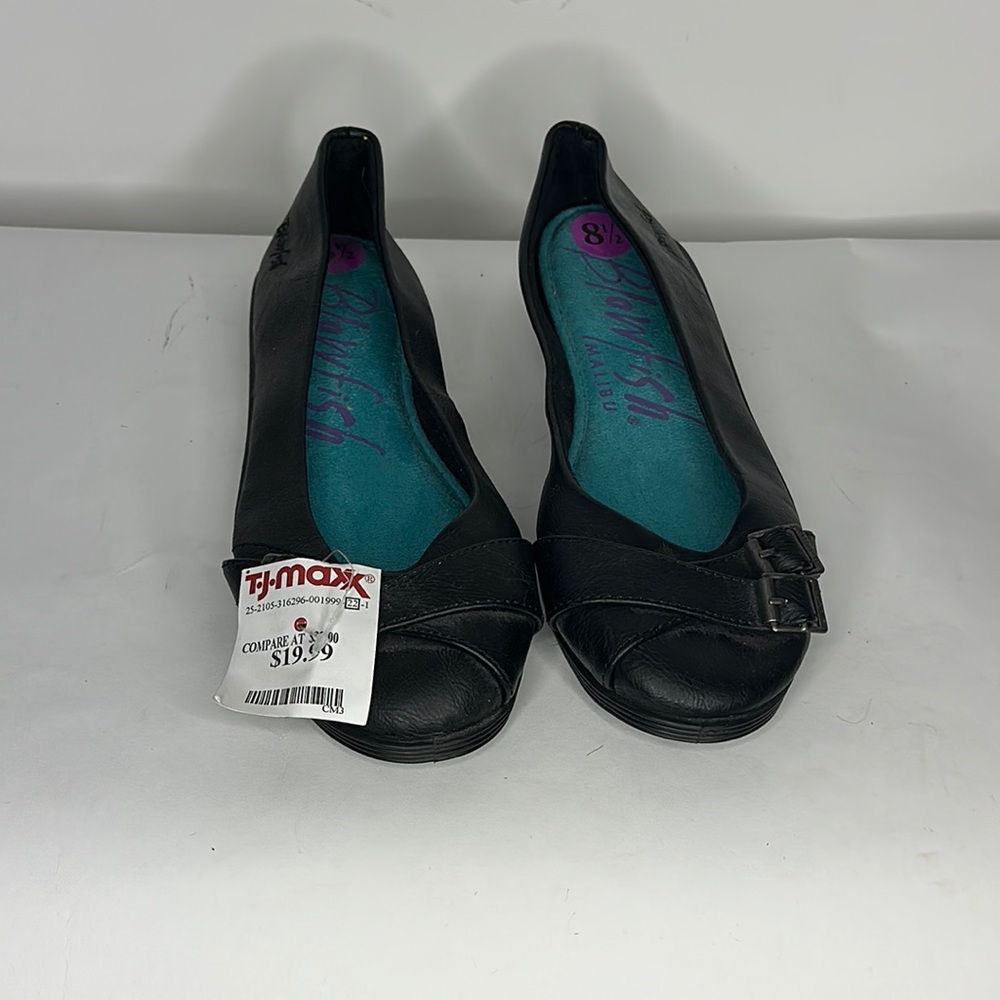 Blowfish Malibu Ballet Flats Faux Brown Leather Casual Slip On Buckles 9M